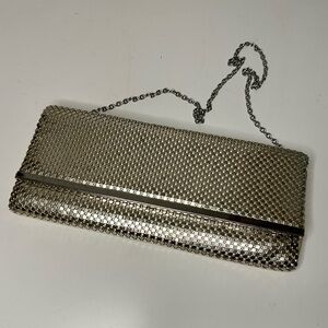 Jessica McClintock Metallic Gold Clutch w/ optional Silver Chain Shoulder Strap